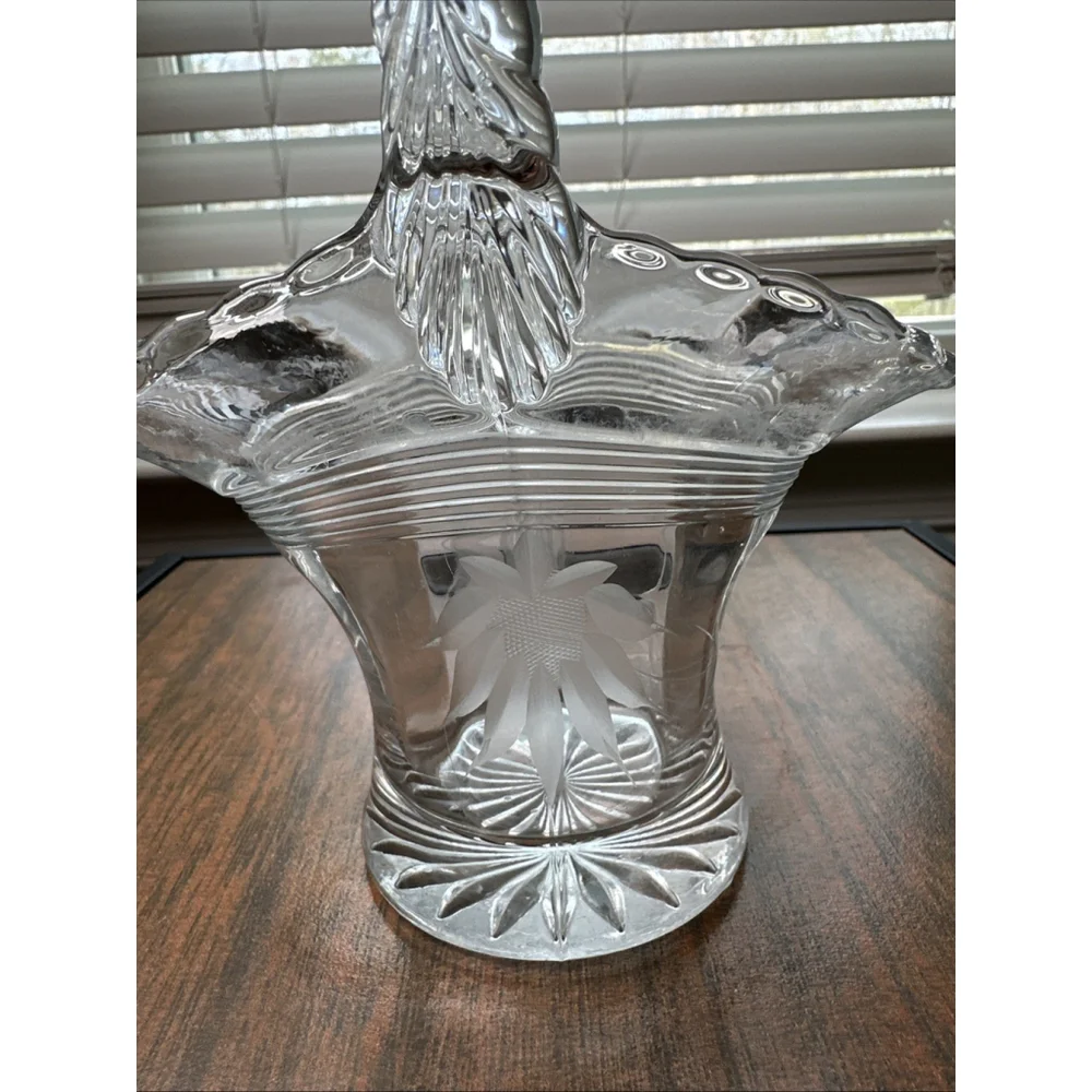 Vintage Fostoria Clear Crystal Glass Basket Large
